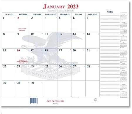 לוח השנה של UNICOR פד פד שולחן כרית שולחן, 22 x 18, 13 מו, תאריכי ג'וליאן, 2023 עד 2024