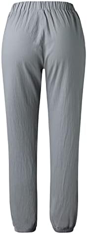 כותנה פשתן קאפרי מכנסיים נשים מקרית קיץ קאפרי מכנסיים עם כיסים גבוהה מותן קומפי חוף מכנסיים שן הארי הרמון מכנסיים