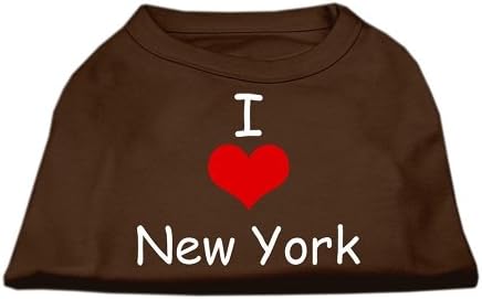 אני אוהב חולצת כלבים של ניו יורק Scrprint חום xxl