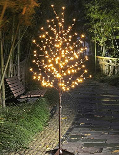 LightShare 6.5ft 208 עץ פריחת דובדבן LED, עץ מלאכותי מואר לקישוט בתוך ומחוצה לו, פסטיבל החתונה הפטיו הביתי תפאורה לחג