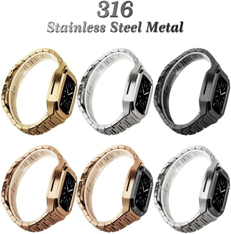 ערכת שינוי יוקרה של CNHKAU עבור Apple Watch Case Band 45 ממ 41 ממ/40 ממ 44 ממ Mod Metal Watch Case עבור IWatch Series