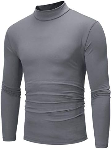 DSODAN 2022 חולצות טריקו חדשות של גברים שרוול ארוך כושר דק כושר טי טיי בסיסי צוואר מדליק צבע אחיד בצוואר צוואר צוואר