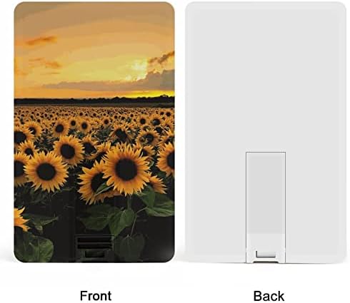 כרטיס אשראי Sunflower Sunset Card Card USB פלאש כונן זיכרון נייד מקל אחסון מפתח כונן 32 גרם