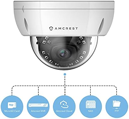 מערכת מצלמות אבטחה של AMCREST 4K W/ 4K 8CH POE NVR, X 4K WANDAL DOME POE מצלמות IP, עדשת זווית רחבה של 2.8 ממ, כונן