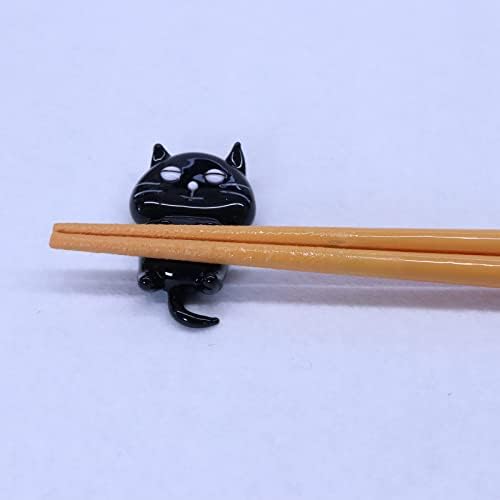 מקלות אכילה חדשים של עבודות זכוכית חמודות, חתול שחור