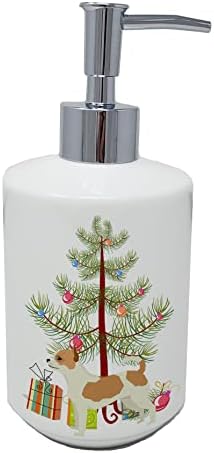אוצרות קרוליין CK3530SOAP Chihuauhua עץ חג המולד מתקן סבון קרמיקה, בקבוקי משאבה של מתקן סבון יד למטבח אמבטיה, מיכל סבון