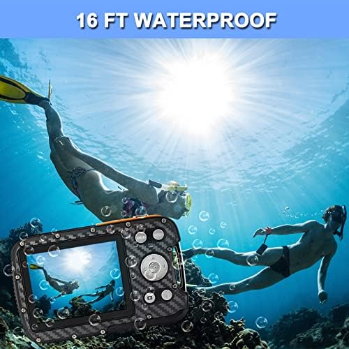 Yeein 16ft מצלמה דיגיטלית אטומה למים 30MP מצלמה מתחת למים עם כרטיס 32 גרם וסוללה נטענת, 18x נקודת זום וצילום מצלמה לילדים